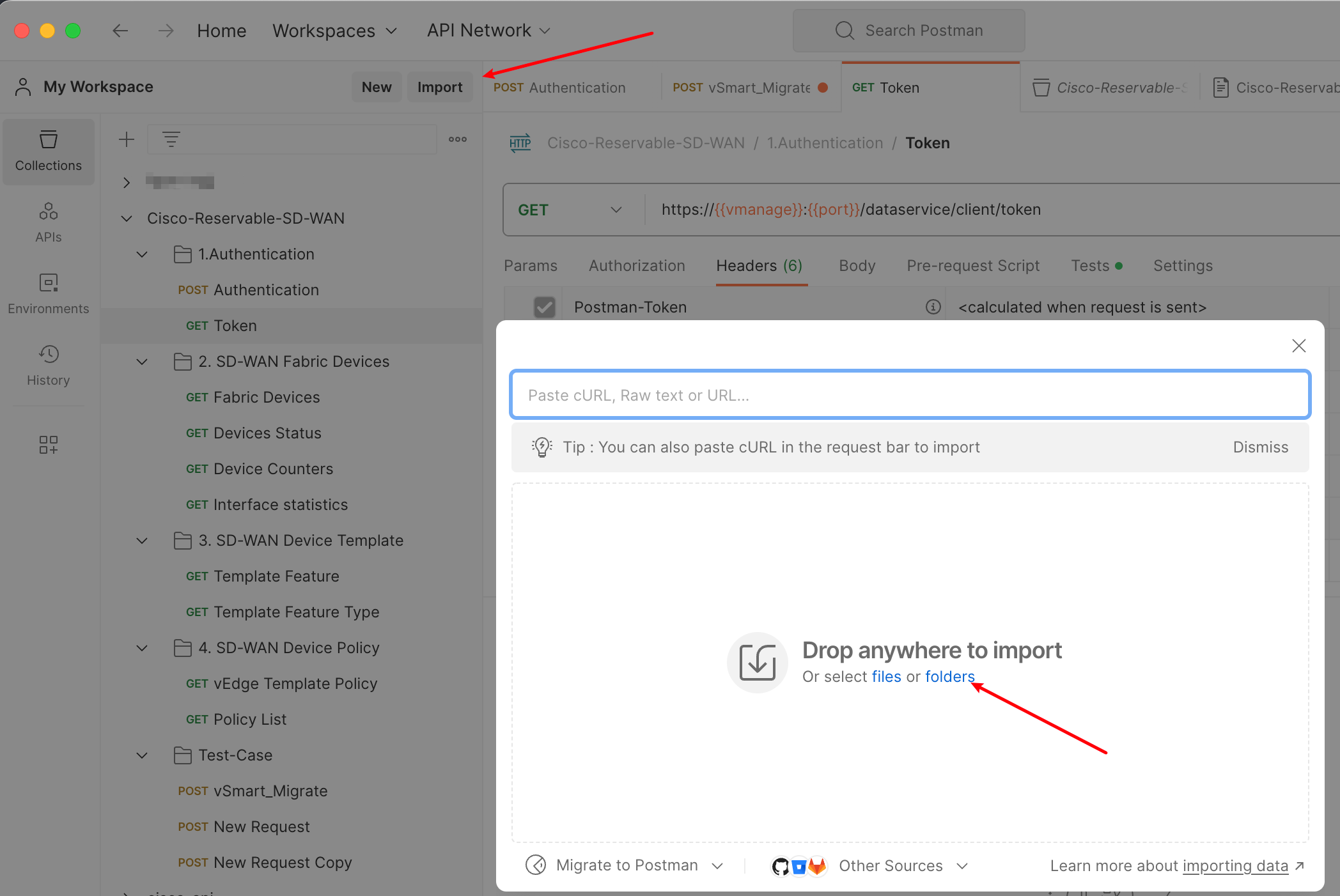 import file to postman